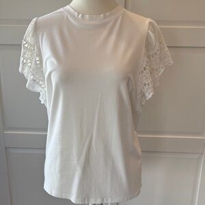 Elegant White Lace Sleeve Women's Top